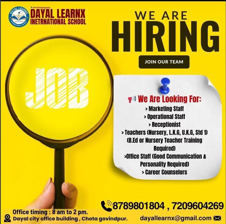 School Jobs at  Dayal LearnX International School ,  Hazaribag
